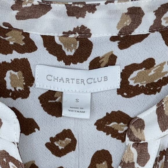 New Charter Club Size Small Cheetah Print V-Neck Blouse - Picture 2 of 7
